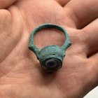 Rare Found Ancient Roman Bronze Mosaic Glass Ring With Rich Patina