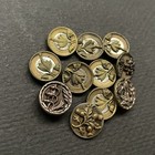 11 Vintage Antique Fancy Brass Metal Picture Buttons Old Lot
