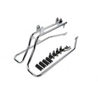 Black 5  Stretch Saddlebags Chrome Bkt For 84-17 Heritage Softail Fatboy Bad Boy