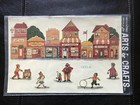 Vtg Meyercord Arts   Crafts Decals 8x12    Folk Art Village Houses People 1531-a