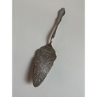 Vintage Christmas Greetings Silver Tone Pie Cake Server Holiday Bells Engraved