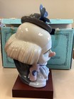 Lladro    brillo    Clown Bust Figurine  5130 Retired Glazed Porcelain Wood Base