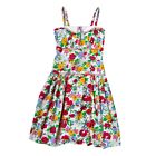 80s 90s Vintage Floral Dress Preppy Twee Straps Buttons Abstract Flower Art
