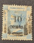1880 Hong Kong Stamps With 10 Cents Surch  On 12c Pale Blue And 16c Yellow  Used