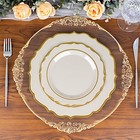 8  Taupe Round Dessert Plates With Gold Scalloped Rim Party Wedding Tableware