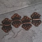 4 Antique Copper Plated Wing Hinge Plated Steel Shell Butterfly Design Vintage 