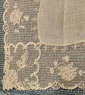 Vintage French Needle Run Lace Handkerchief White  item  3 