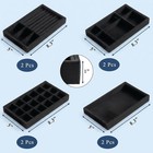 8 Pc 4 Styles Black Velvet Jewelry Trays  Stackable Drawer Organizer Set