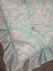 Vintage Baby Blanket Crib Quilt 1980s Pastel Shiny Ballons Ruffle Retro Bedding