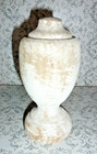 Vtg Wood Finial Doweled Farmhouse Primitive Wooden Whitewash 6 25   3  Wide   