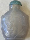 Antique Chinese Carved Smoky White Jade Snuff Bottle 