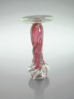 Italian Art Glass Pink Cranberry   Clear  Candle Pedestal Stand