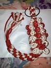 Vintage Handmade Red Macrame Christmas Door Hanger Decor  Hanger 14   