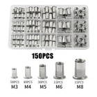 150pcs Rivet Nut Flat Head Threaded Insert Stainless Steel Nutsert Set Kit