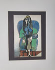 Pablo Picasso  seated Women W Green Scarf   Mounted Offset Color Lithograph 1971