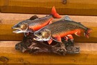 Brook Trout Replica Duo Wall Art -19 Inch Realistic 2d Metal Brown Trout Art