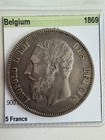 1869 Belgium 5 Francs Km-24  723 Oz Asw Stunning And Original Patina