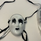 2 Vintage Small Ceramic Face Mardi Gras Mask Harlequinwhite Black Hanging 2 25   