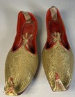 Vintage India Pakistan Punjab Gold Embroidered Jutti Curl Toe Shoes