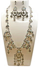 Vintage Aurora Borealis Crystal Rhinestone Waterfall Necklace And Earrings
