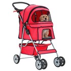 Pet Stroller 4-wheel Dog Cat Stroller Travel Folding Carrier Puppy Stroller W   