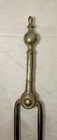 Antique 18th Century Wrought Iron Turned Brass English Fireplace Tongs Tool 8