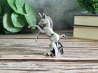 Vintage Pewter Unicorn Figurine Rearing Up On Hind Legs