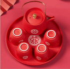 Oriental Wedding Ceramic Tea Ceremony double Happiness Tea Set