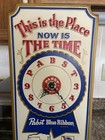 Vintage Pabst Blue Ribbon Beer Electric Wall Clock Sign  works 