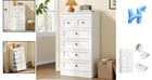 Dresser Tall 6 Drawer White Modern 43 3 In Wood Metal Rails Anti Tip Kit Bedroom
