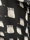 Cat Theme Rayon Blouse Womens L Tie Front Whimsical Lightweight