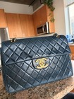 Chanel Black Xl Cc Jumbo Flap Shoulder Bag 24k Gold Vintage