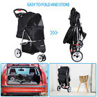Dog Stroller 3 Wheels Foldable Cat Pet Stroller With Storage Basket   Cup Holder