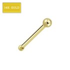 20g 14 Karat Solid Yellow Gold 14k 1 5mm Ball Nose Bone Stud Ring Ear Tragus Pin