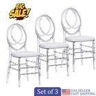 Elegant 3-piece Oval-back Acrylic Chiavari Chair Set With Cushions Clear Design