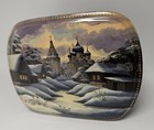 Fedoskino Russian Box Vintage Lacquer Miniature Trinker Casket Handmade In 90s