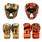 2 Pairs Head Guard   14oz  Boxing Gloves Training Sparring Punching Martial Arts