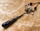 Vintage Necklace Art Nouveau Lavalier Pendant Black Onyx Gemstone Drop