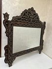 44  Vintage Syrian Walnut Mother Of Pearl Inlay Mirror     Hand Carved Large