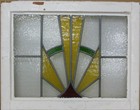 Abstract Midsize Old English Leaded Stained Glass Window 24 25  X 19 25 