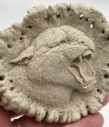 Rasmussen Vtg  1984 Cast Antler Wildlife Relief Carving Cougar Signed Unpainted