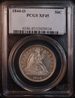 1844-o Seated Liberty Half Dollar - Pcgs Xf45  Lovely Better Date New Orleans 