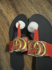 Gucci Women s Black Leather Gg Marmont T Strap Thong Sandal Shoe Size 38 Us 8
