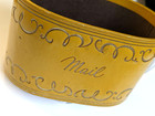 Mid Century Home Office Mail Box Receptacle Mcm Leather Gold Vintage 1950s