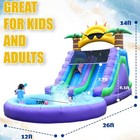 26ft Commercial Inflatable Double Water Slide With Big Splash Pool  1100w Blower