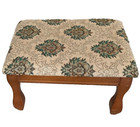 Vintage Wood Foot Stool Floral Upholstered Tapestry Style Padded - Nice  