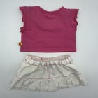 Build A Bear Pink Lace Ruffle Rose Top White Denim Jean Bow Skirt Teddy Clothes