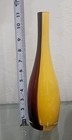 Vintage Sasaki Handcrafted Crystal Burgundy   Golden Yellow Swirl 11    Bud Vase 