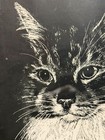 Vintage Regal Metalcraft   Kitty Cat Painting -drawing   Black   White  Framed