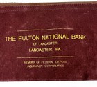 Vintage Bank Money Bag The Fulton National Bank Lancaster Pa Maroon Good Zipper